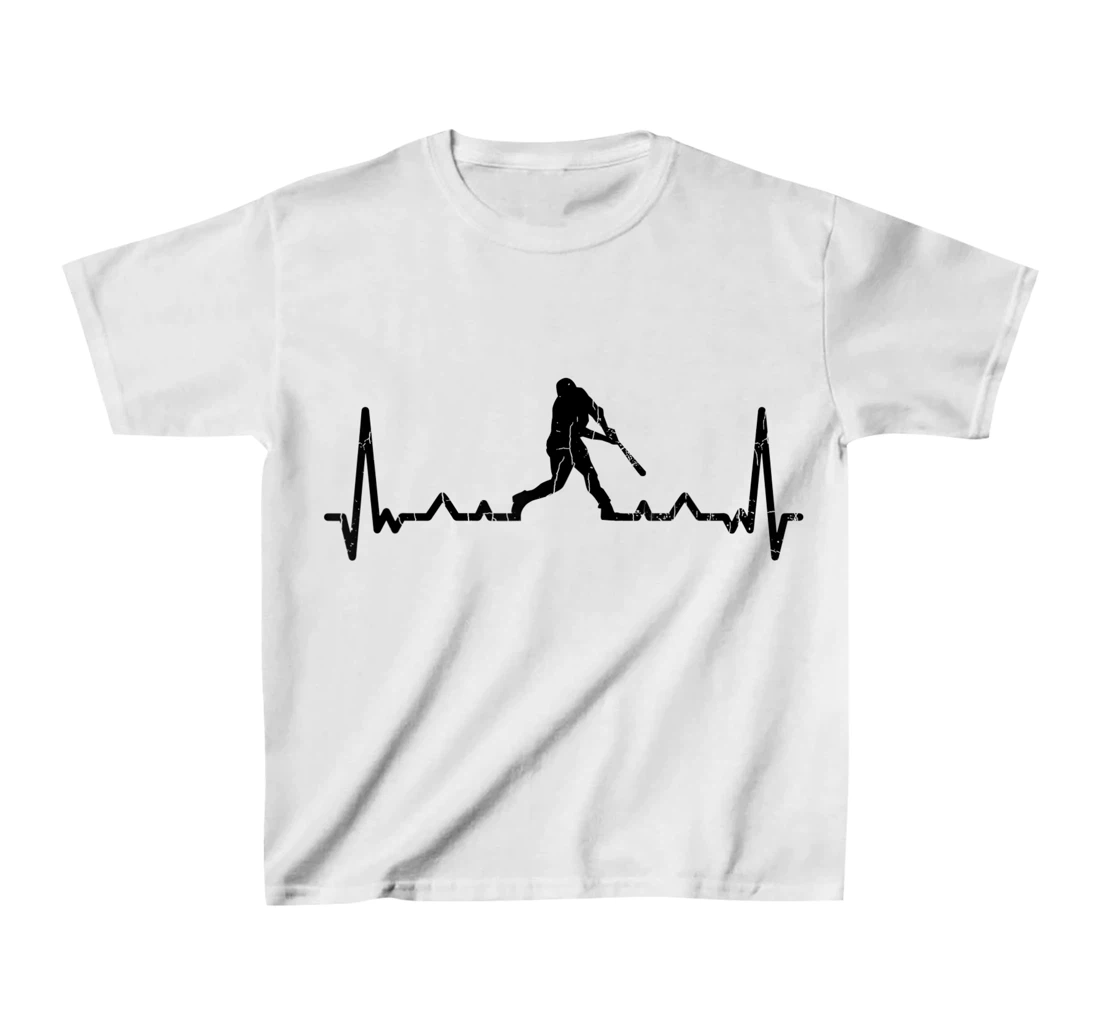 Womens Baseball Player Heartbeat Funny Coach Sports Graphic T-Shirt, Kid T-Shirt and Women T-Shirt