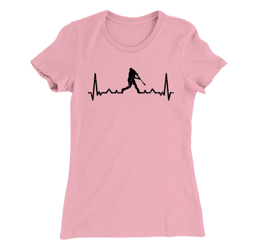Womens Baseball Player Heartbeat Funny Coach Sports Graphic T-Shirt, Kid T-Shirt and Women T-Shirt