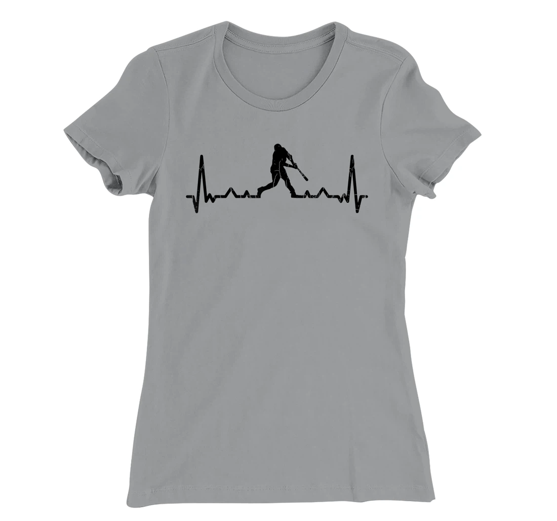 Womens Baseball Player Heartbeat Funny Coach Sports Graphic T-Shirt, Kid T-Shirt and Women T-Shirt