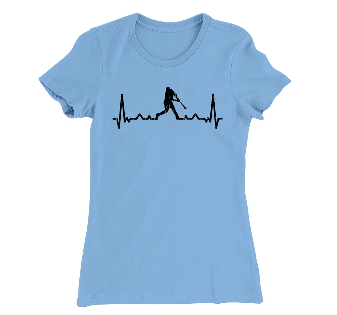 Womens Baseball Player Heartbeat Funny Coach Sports Graphic T-Shirt, Kid T-Shirt and Women T-Shirt