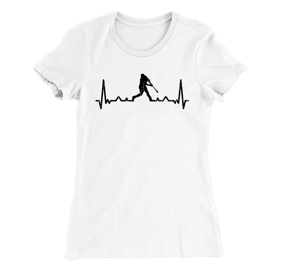 Womens Baseball Player Heartbeat Funny Coach Sports Graphic T-Shirt, Kid T-Shirt and Women T-Shirt