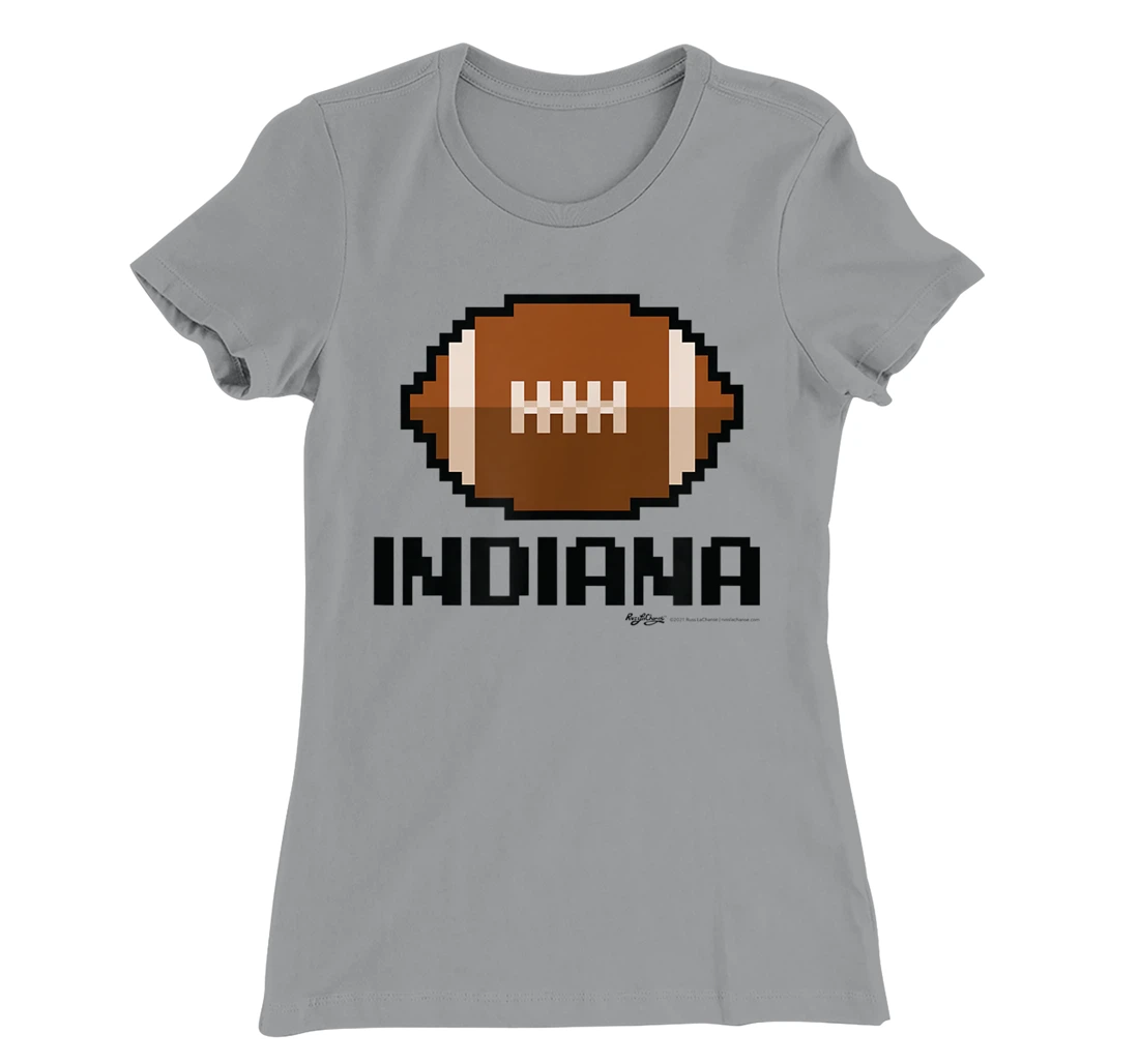 Womens Gamer Football Indiana 8-Bit State T-Shirt, Women T-Shirt