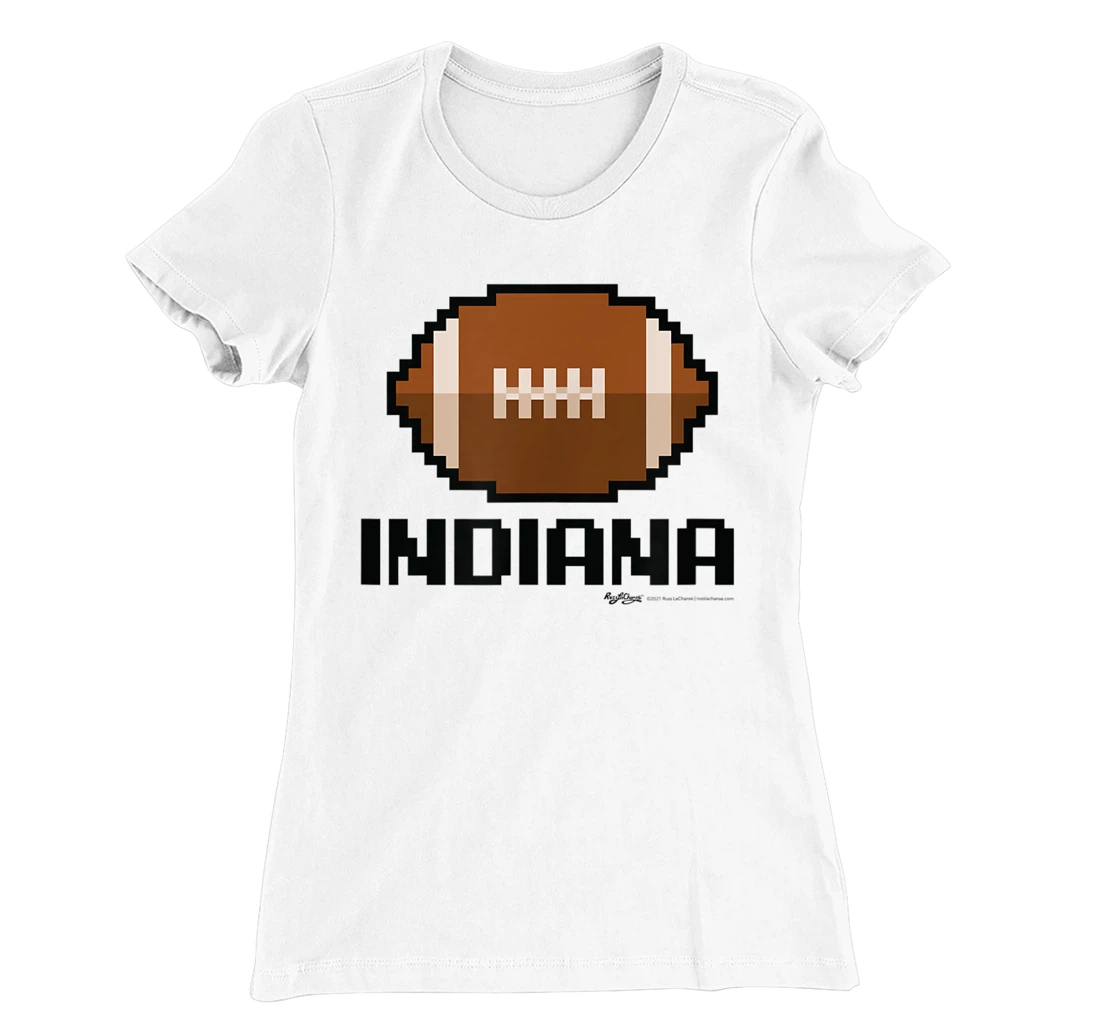 Womens Gamer Football Indiana 8-Bit State T-Shirt, Women T-Shirt