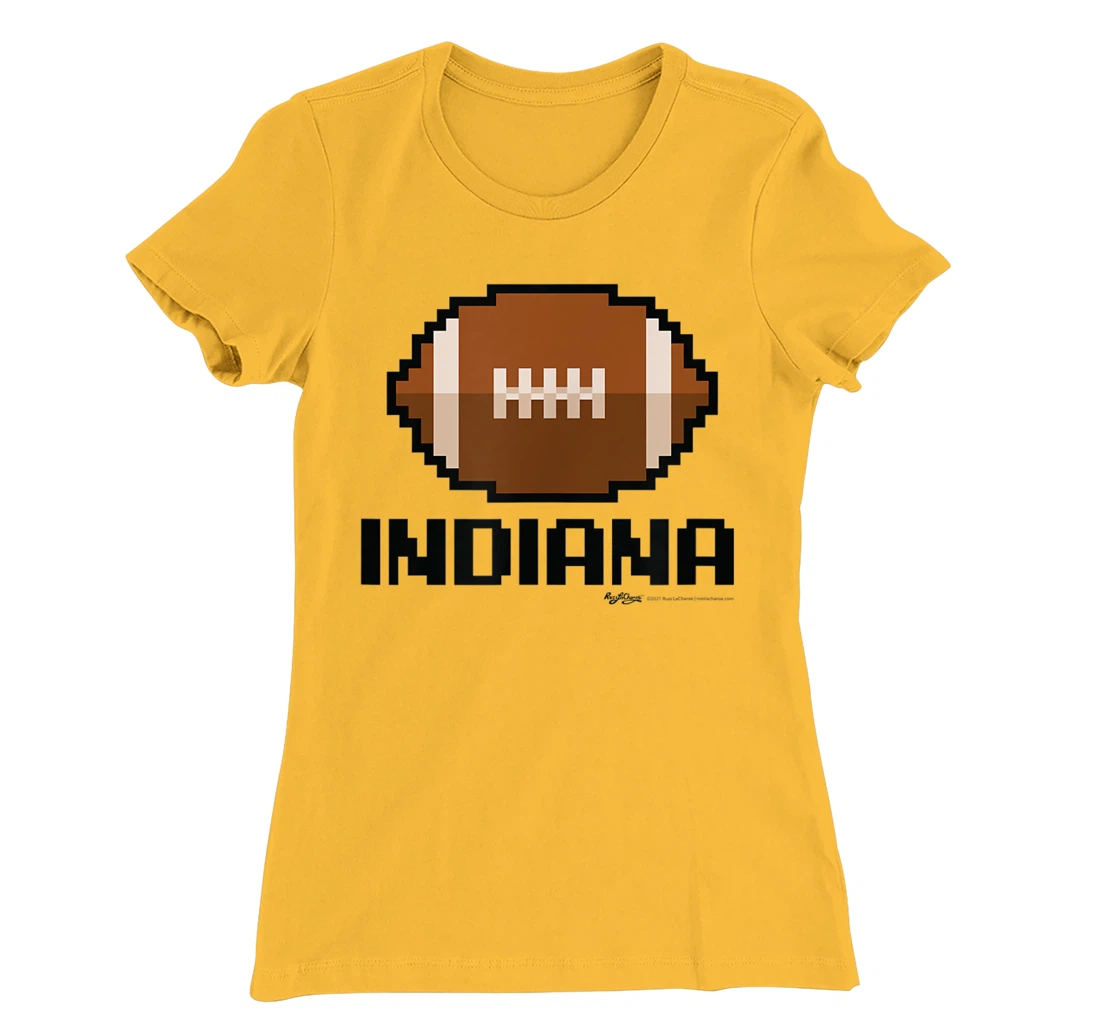 Womens Gamer Football Indiana 8-Bit State T-Shirt, Women T-Shirt