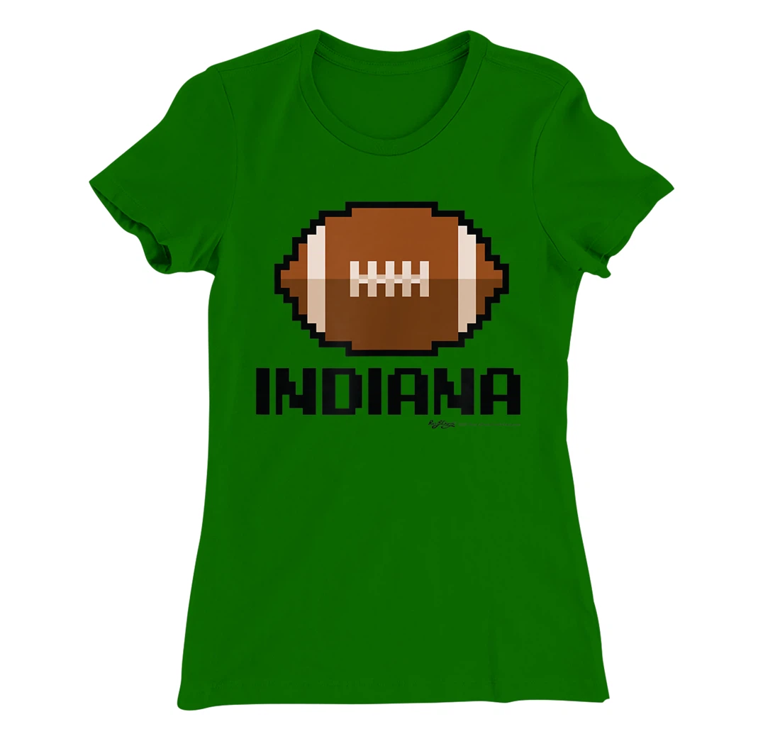 Womens Gamer Football Indiana 8-Bit State T-Shirt, Women T-Shirt