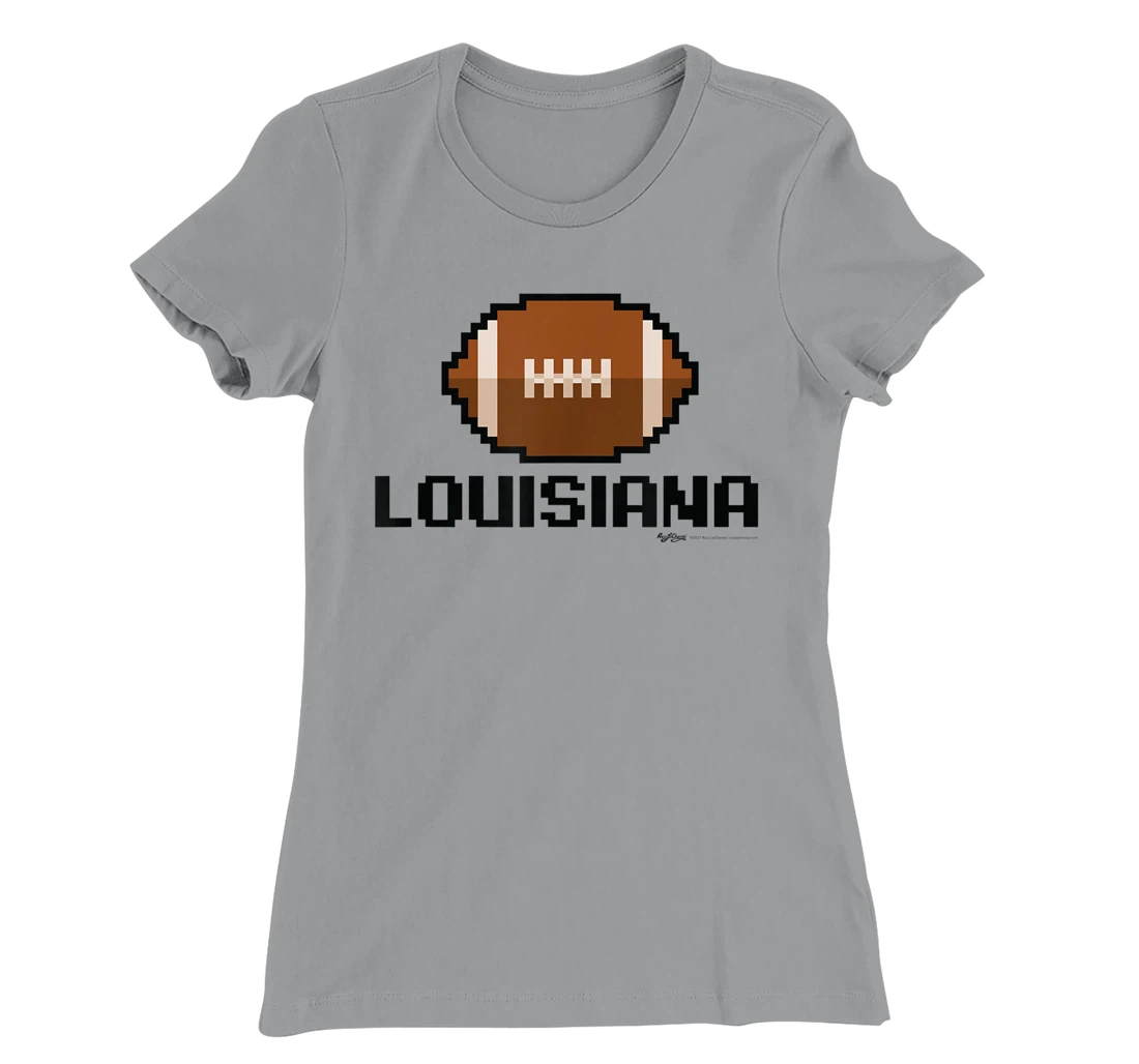Womens Gamer Football Louisiana 8-Bit State T-Shirt, Women T-Shirt