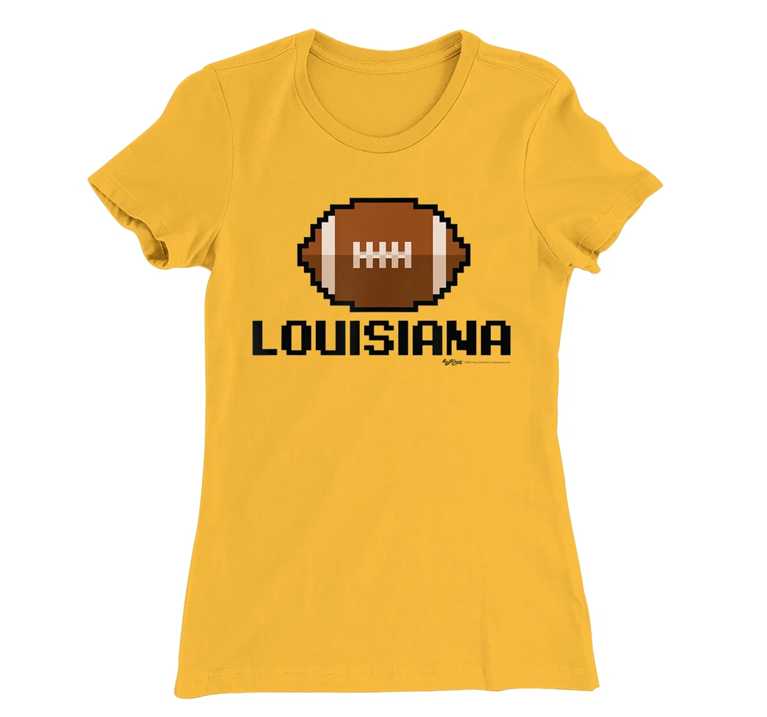 Womens Gamer Football Louisiana 8-Bit State T-Shirt, Women T-Shirt