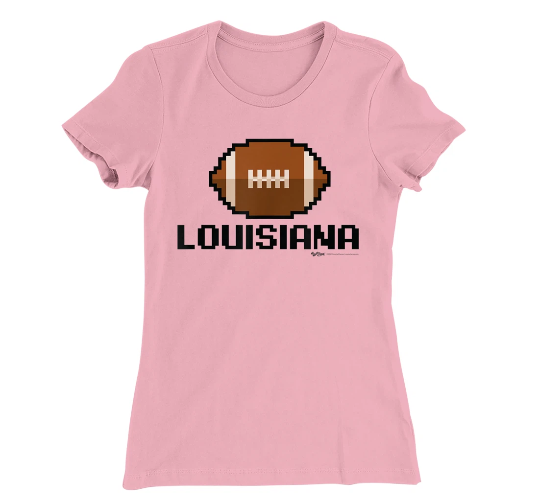 Womens Gamer Football Louisiana 8-Bit State T-Shirt, Women T-Shirt