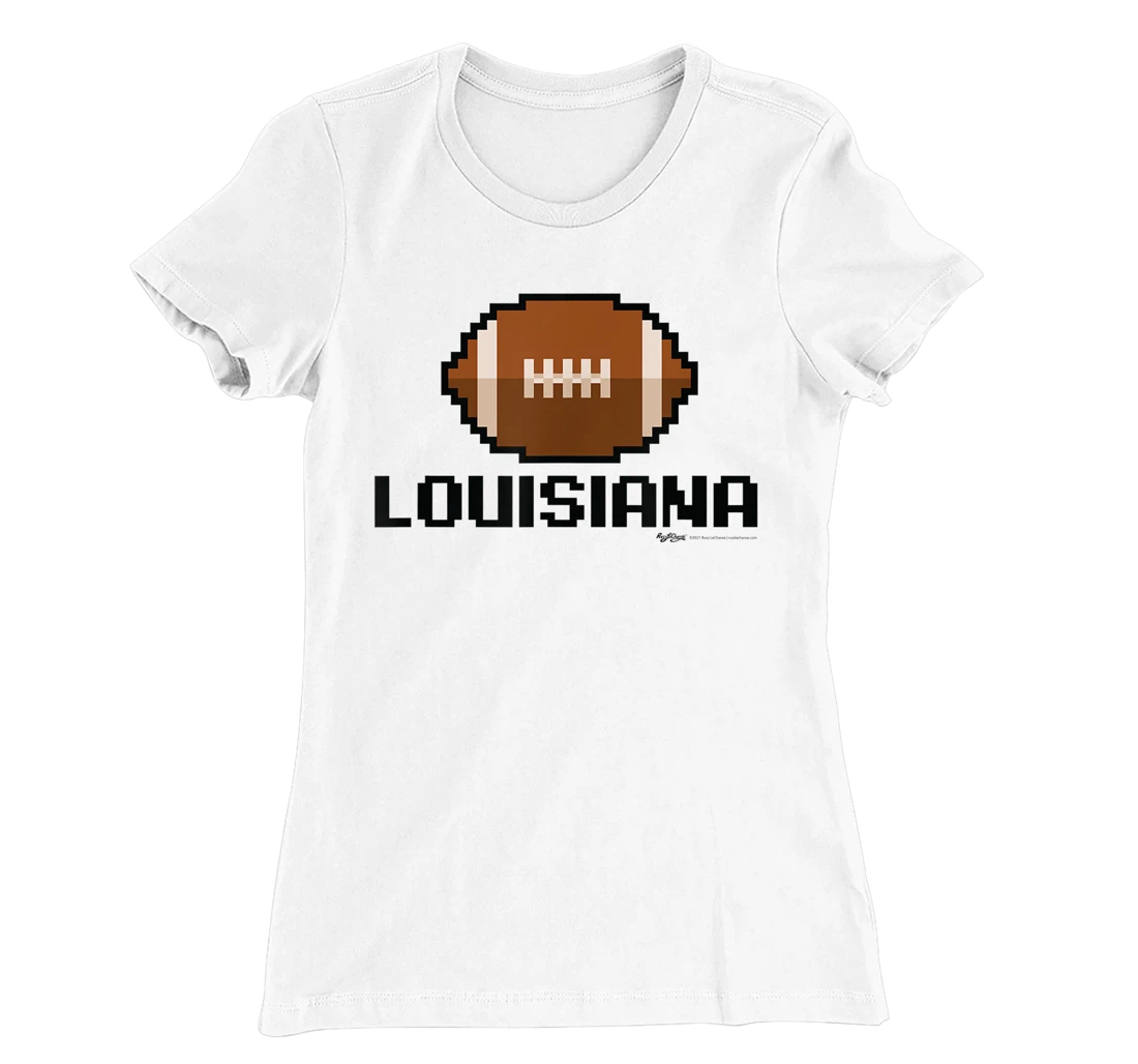 Womens Gamer Football Louisiana 8-Bit State T-Shirt, Women T-Shirt