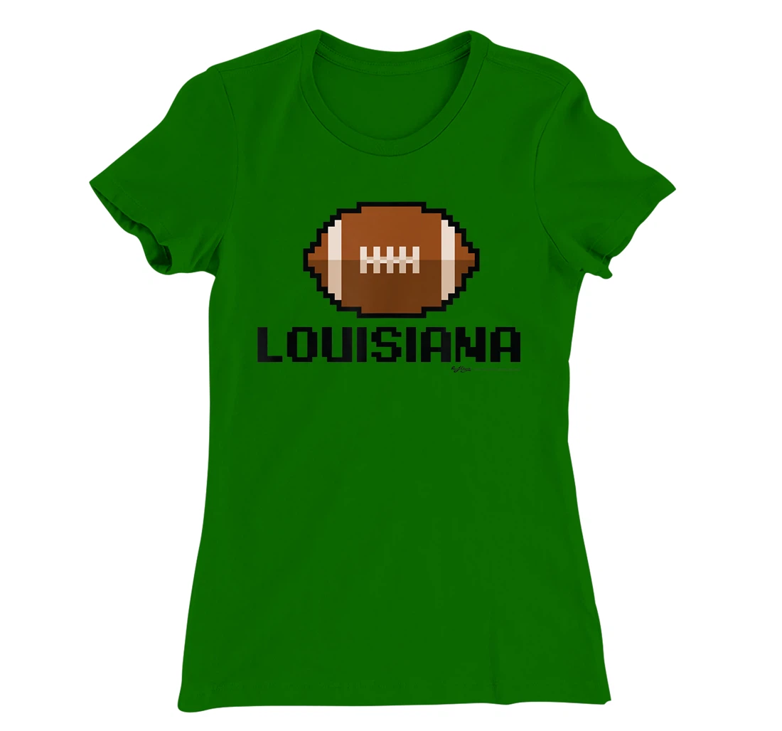 Womens Gamer Football Louisiana 8-Bit State T-Shirt, Women T-Shirt