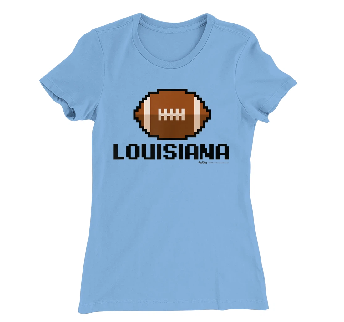 Womens Gamer Football Louisiana 8-Bit State T-Shirt, Women T-Shirt