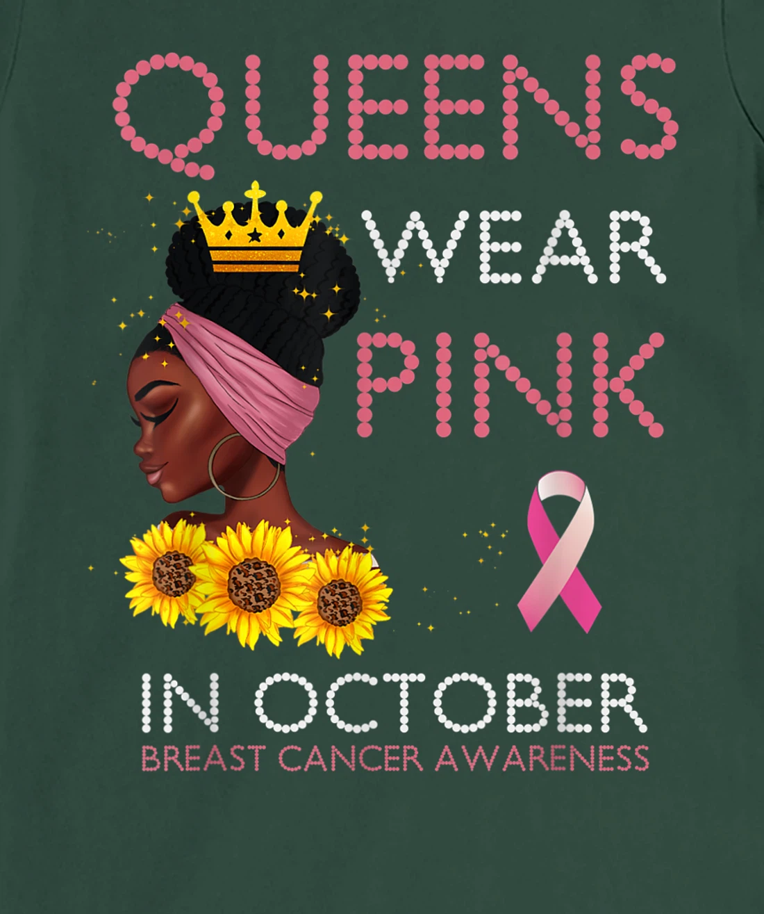 Queens Wear Pink In October Ribbon Breast Cancer Awareness T-Shirt, Women T-Shirt
