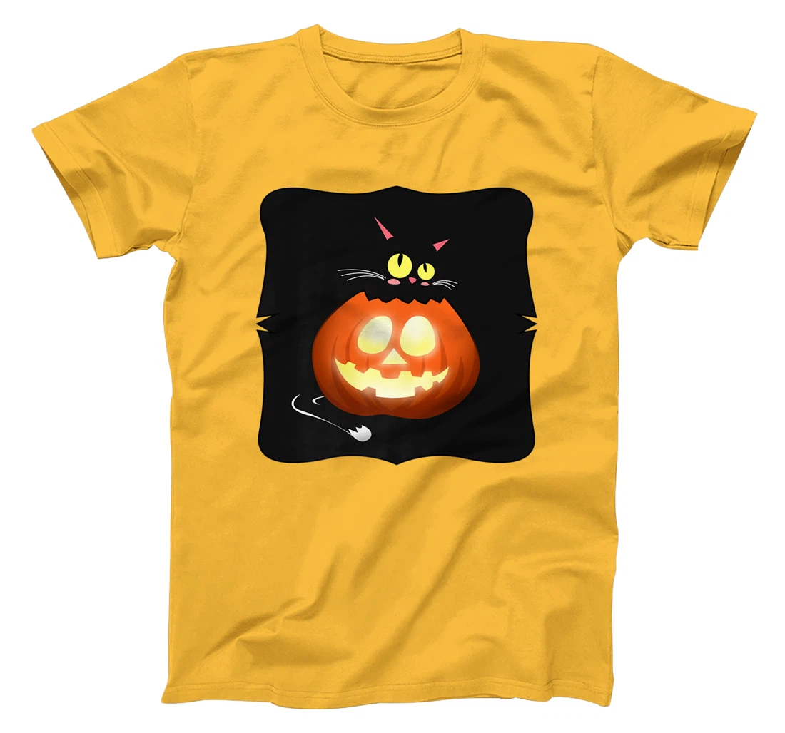 Womens Kawaii Black Cat Pumpkin Head Treat or Trick Costume T-Shirt, Kid T-Shirt and Women T-Shirt
