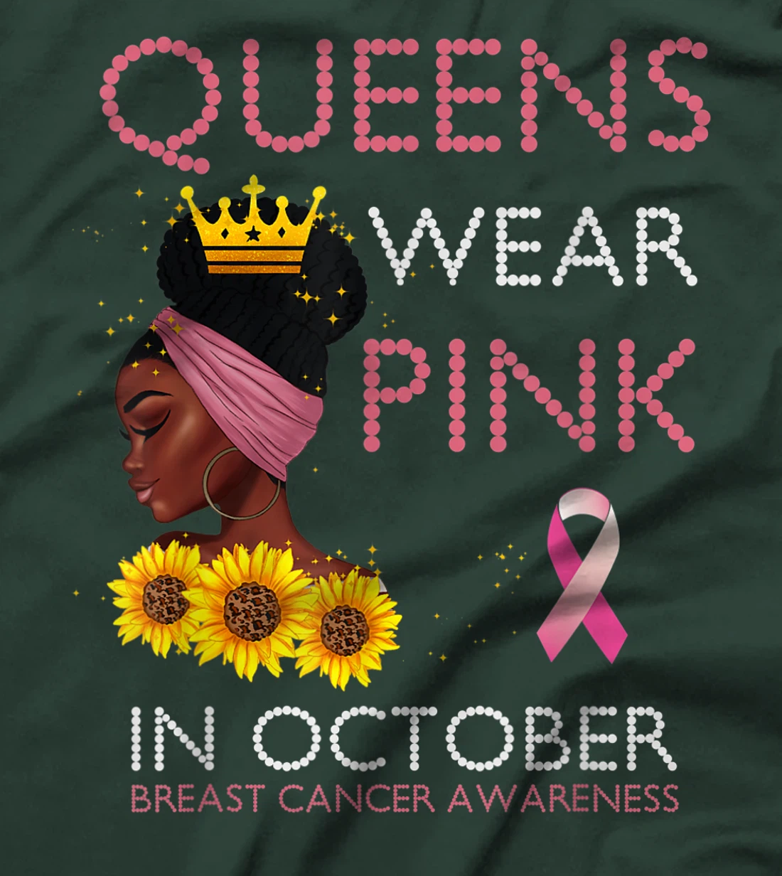 Queens Wear Pink In October Ribbon Breast Cancer Awareness T-Shirt, Women T-Shirt