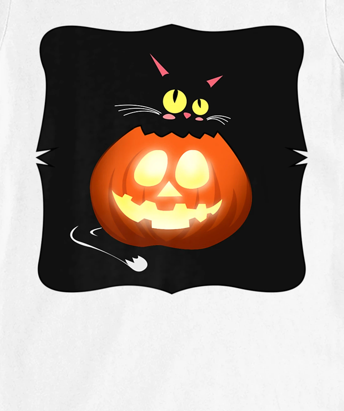 Womens Kawaii Black Cat Pumpkin Head Treat or Trick Costume T-Shirt, Kid T-Shirt and Women T-Shirt