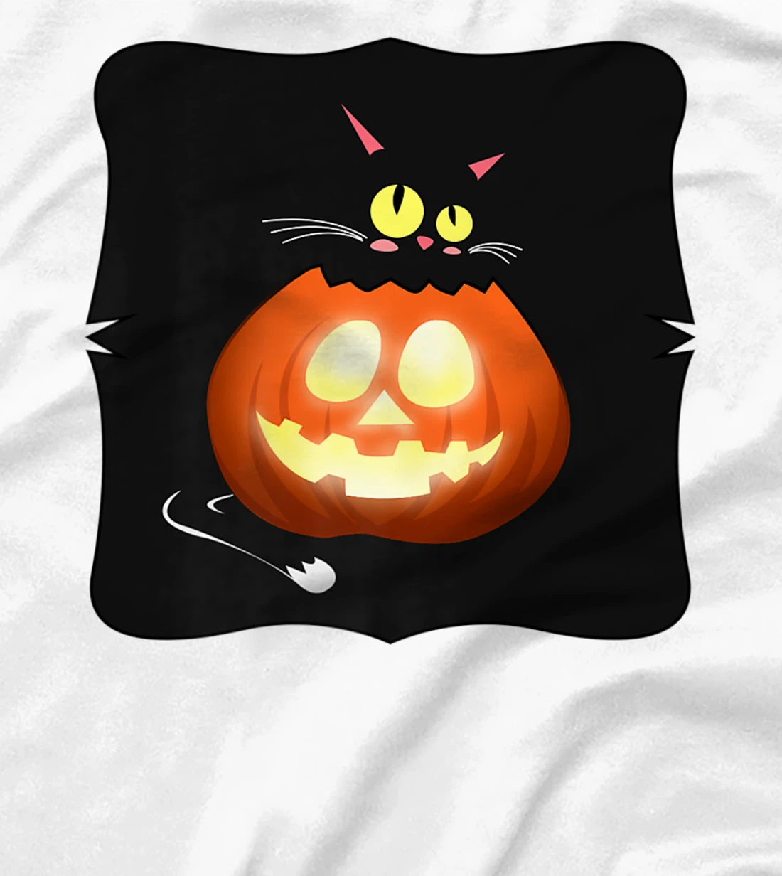 Womens Kawaii Black Cat Pumpkin Head Treat or Trick Costume T-Shirt, Kid T-Shirt and Women T-Shirt