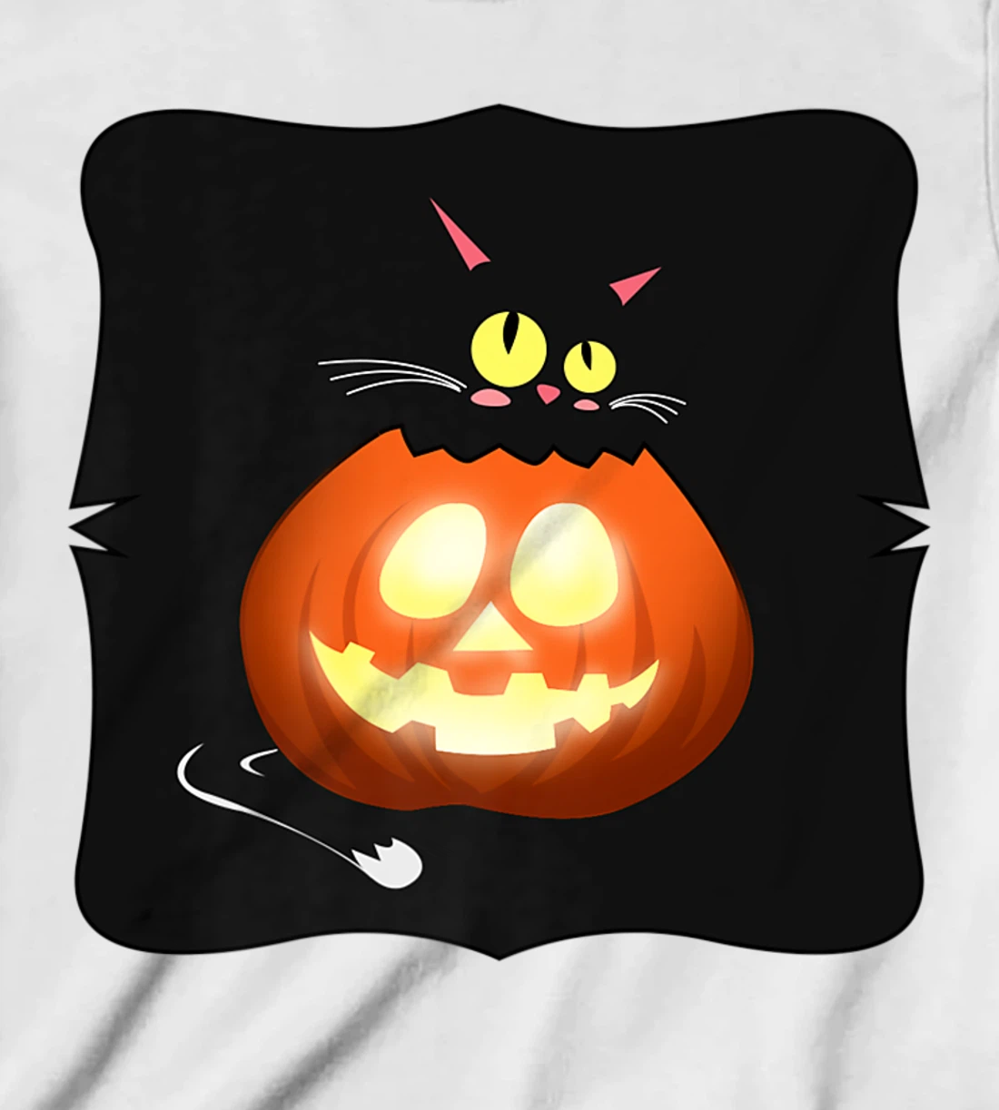 Womens Kawaii Black Cat Pumpkin Head Treat or Trick Costume T-Shirt, Kid T-Shirt and Women T-Shirt
