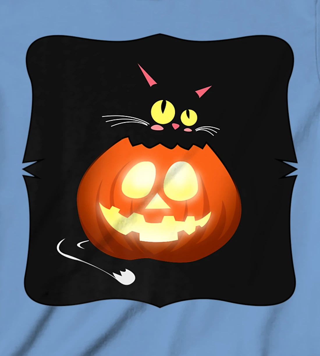 Womens Kawaii Black Cat Pumpkin Head Treat or Trick Costume T-Shirt, Kid T-Shirt and Women T-Shirt