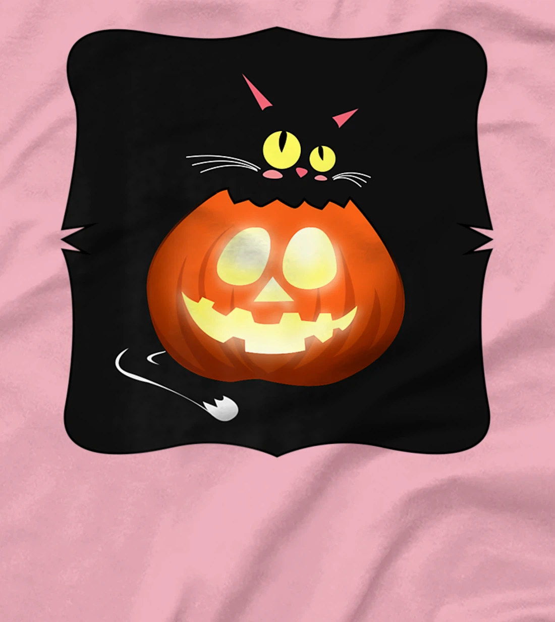 Womens Kawaii Black Cat Pumpkin Head Treat or Trick Costume T-Shirt, Kid T-Shirt and Women T-Shirt