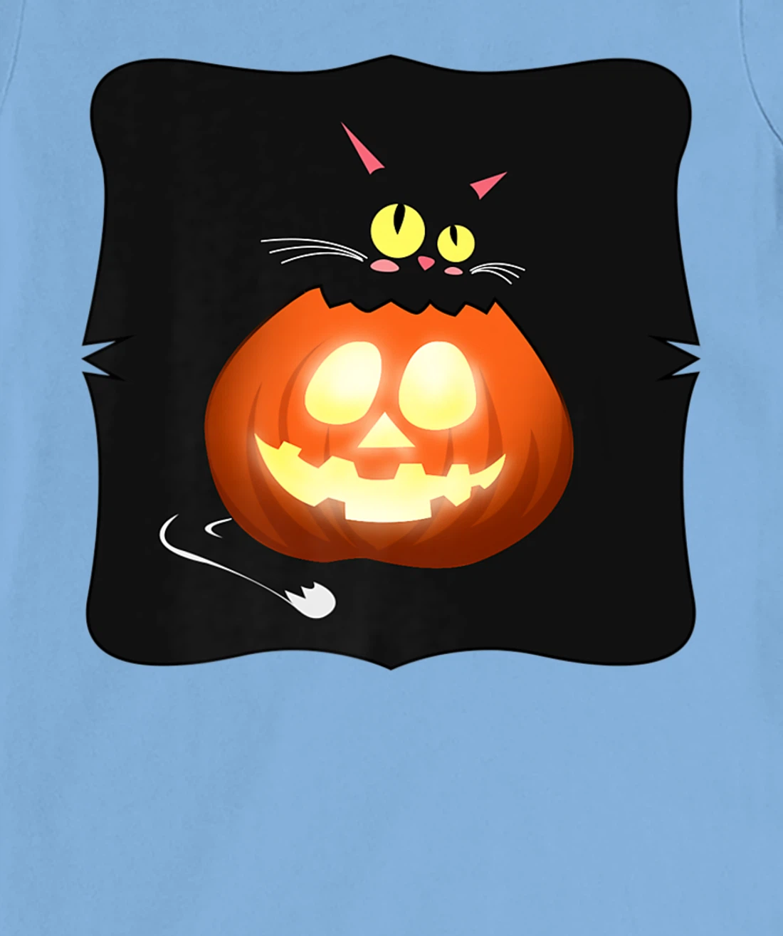 Womens Kawaii Black Cat Pumpkin Head Treat or Trick Costume T-Shirt, Kid T-Shirt and Women T-Shirt