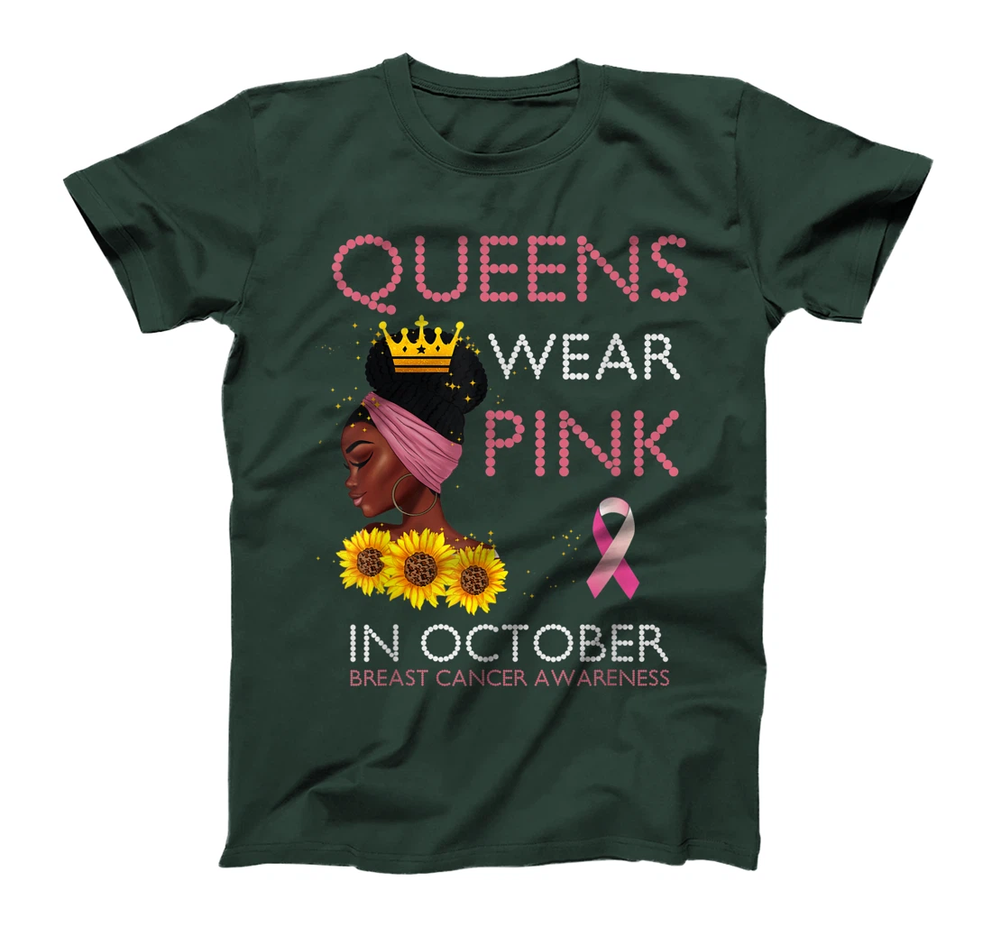 Queens Wear Pink In October Ribbon Breast Cancer Awareness T-Shirt, Women T-Shirt