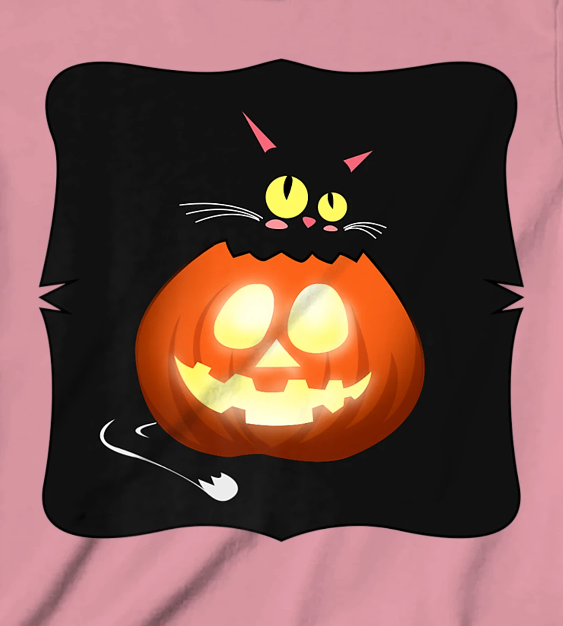 Womens Kawaii Black Cat Pumpkin Head Treat or Trick Costume T-Shirt, Kid T-Shirt and Women T-Shirt