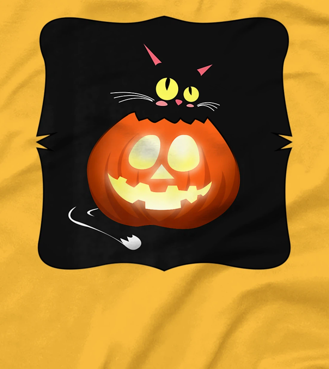 Womens Kawaii Black Cat Pumpkin Head Treat or Trick Costume T-Shirt, Kid T-Shirt and Women T-Shirt