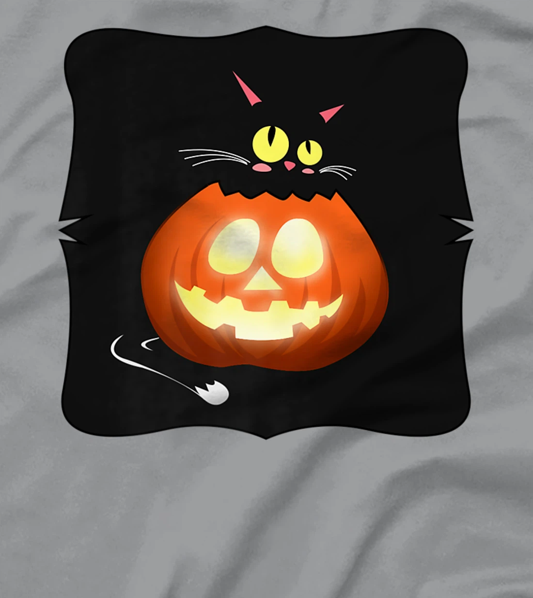 Womens Kawaii Black Cat Pumpkin Head Treat or Trick Costume T-Shirt, Kid T-Shirt and Women T-Shirt