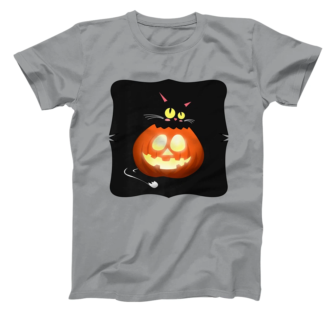 Womens Kawaii Black Cat Pumpkin Head Treat or Trick Costume T-Shirt, Kid T-Shirt and Women T-Shirt