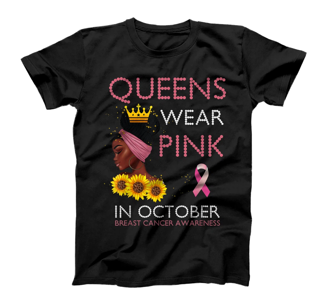 Queens Wear Pink In October Ribbon Breast Cancer Awareness T-Shirt, Women T-Shirt