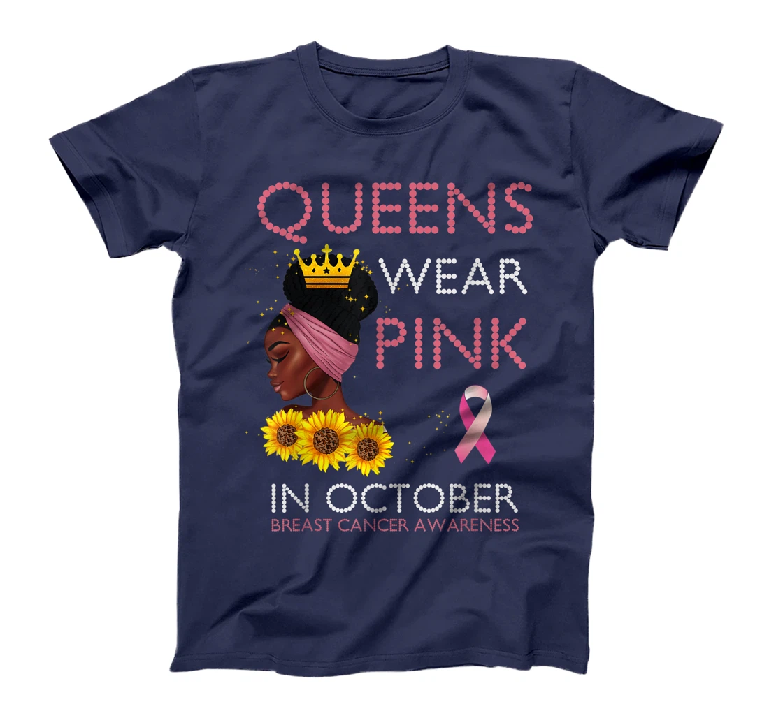 Queens Wear Pink In October Ribbon Breast Cancer Awareness T-Shirt, Women T-Shirt