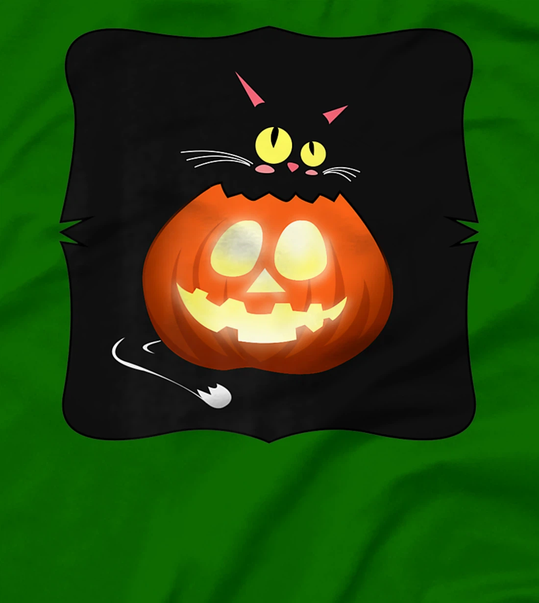 Womens Kawaii Black Cat Pumpkin Head Treat or Trick Costume T-Shirt, Kid T-Shirt and Women T-Shirt
