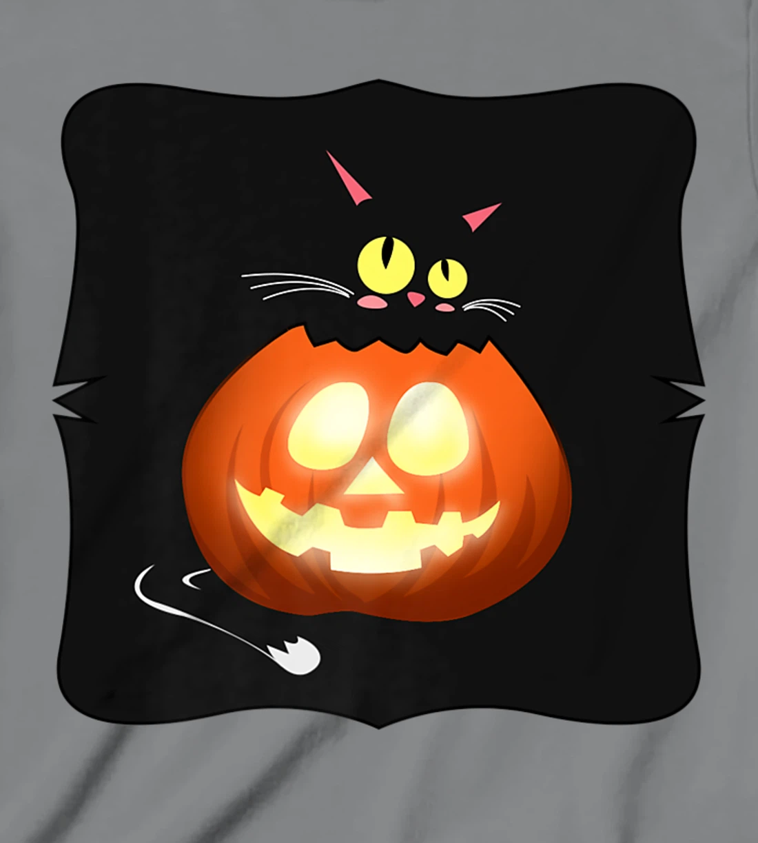 Womens Kawaii Black Cat Pumpkin Head Treat or Trick Costume T-Shirt, Kid T-Shirt and Women T-Shirt