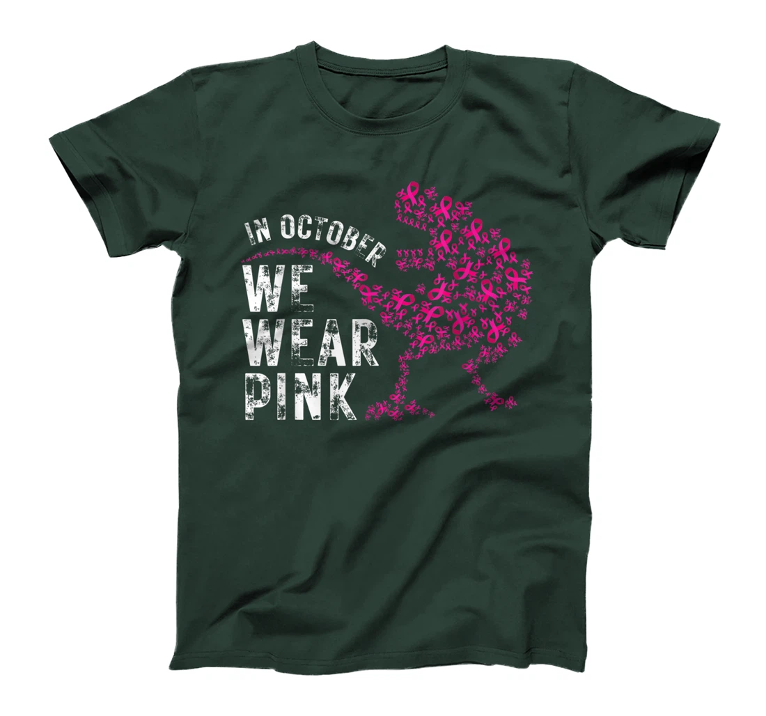 In October We Wear Pink Breast Cancer Awareness Warrior Trex T-Shirt, Kid T-Shirt and Women T-Shirt