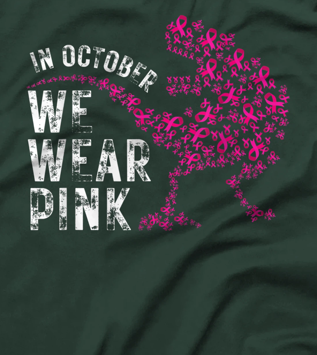 In October We Wear Pink Breast Cancer Awareness Warrior Trex T-Shirt, Kid T-Shirt and Women T-Shirt