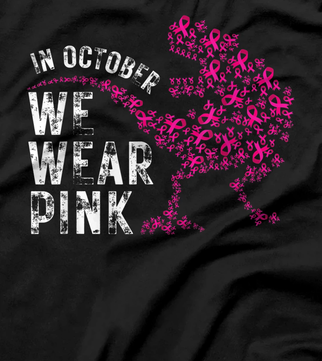 In October We Wear Pink Breast Cancer Awareness Warrior Trex T-Shirt, Kid T-Shirt and Women T-Shirt