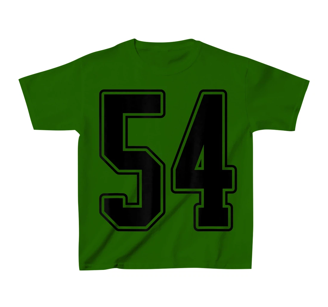 Womens #54 Black Outline Number 54 Sports Fan Jersey Style Easy T-Shirt, Kid T-Shirt and Women T-Shirt