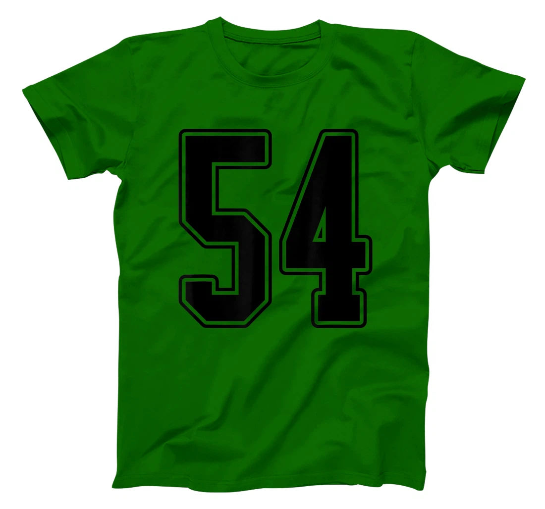 Womens #54 Black Outline Number 54 Sports Fan Jersey Style Easy T-Shirt, Kid T-Shirt and Women T-Shirt