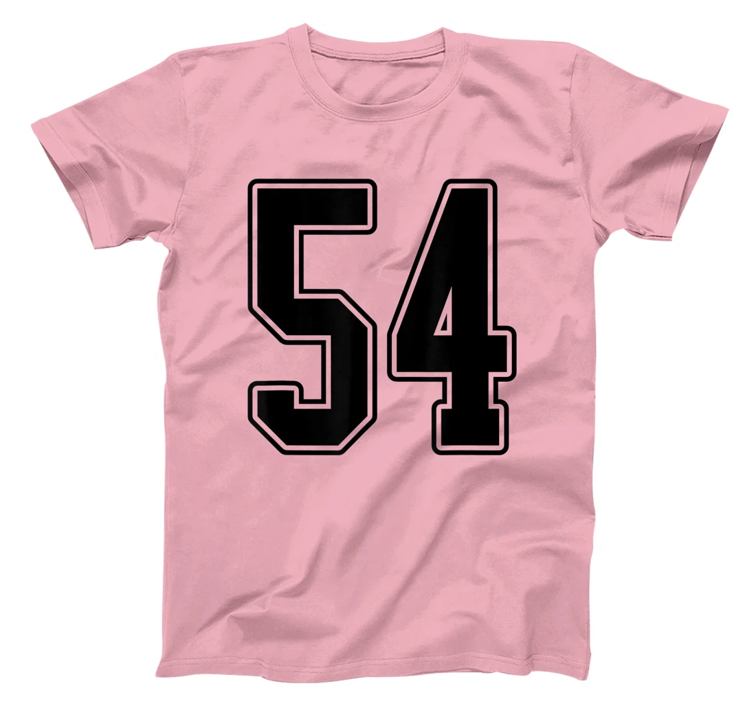 Womens #54 Black Outline Number 54 Sports Fan Jersey Style Easy T-Shirt, Kid T-Shirt and Women T-Shirt