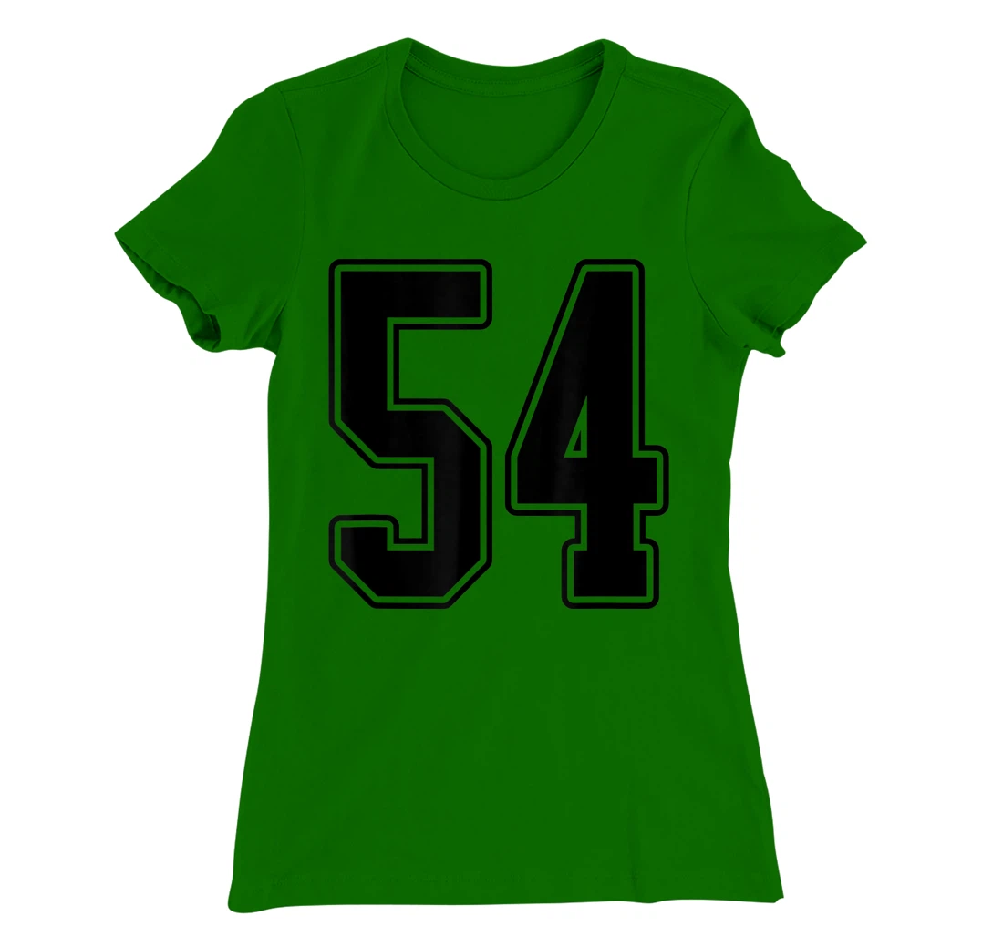 Womens #54 Black Outline Number 54 Sports Fan Jersey Style Easy T-Shirt, Kid T-Shirt and Women T-Shirt