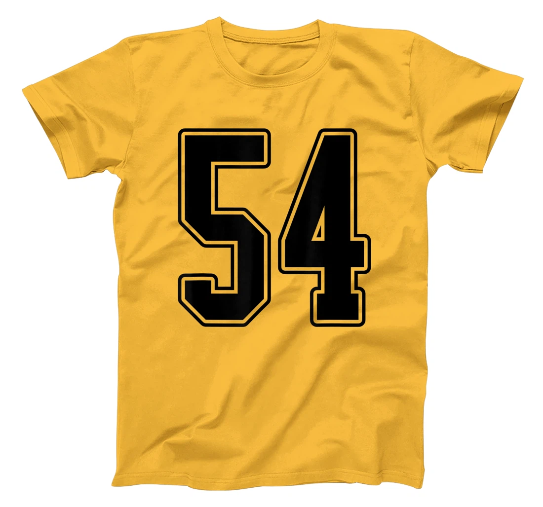 Womens #54 Black Outline Number 54 Sports Fan Jersey Style Easy T-Shirt, Kid T-Shirt and Women T-Shirt