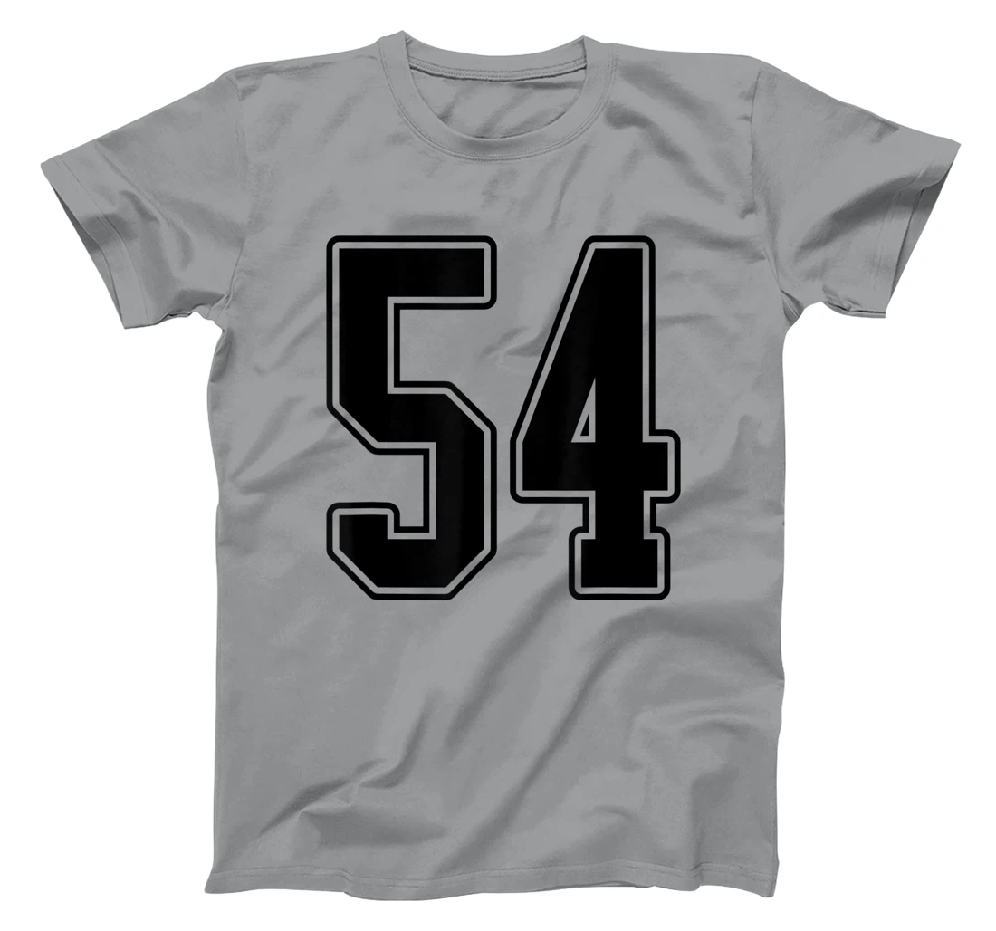 Womens #54 Black Outline Number 54 Sports Fan Jersey Style Easy T-Shirt, Kid T-Shirt and Women T-Shirt