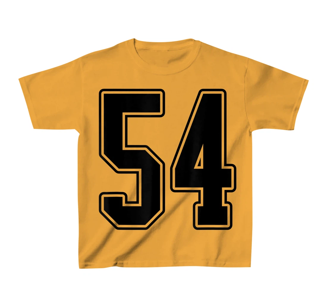 Womens #54 Black Outline Number 54 Sports Fan Jersey Style Easy T-Shirt, Kid T-Shirt and Women T-Shirt