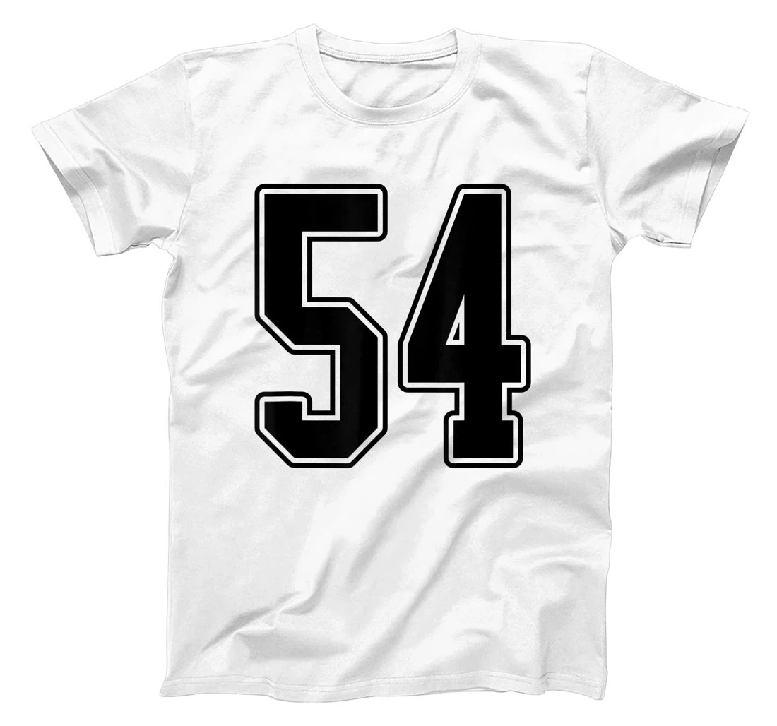 Womens #54 Black Outline Number 54 Sports Fan Jersey Style Easy T-Shirt, Kid T-Shirt and Women T-Shirt