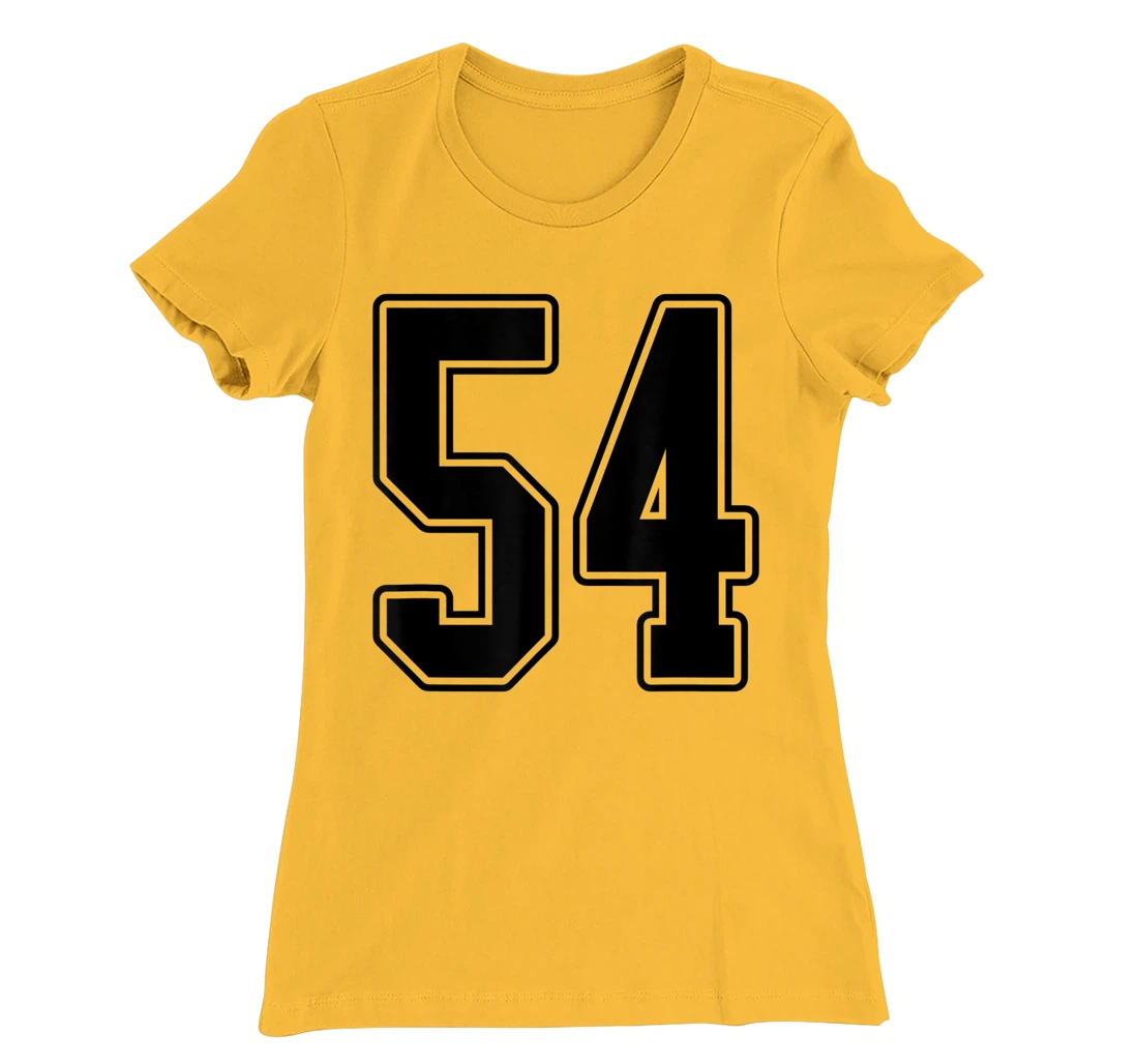 Womens #54 Black Outline Number 54 Sports Fan Jersey Style Easy T-Shirt, Kid T-Shirt and Women T-Shirt