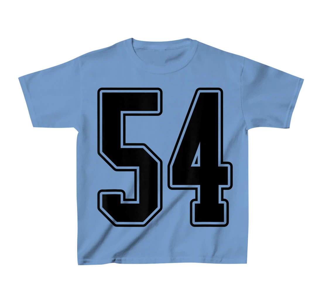 Womens #54 Black Outline Number 54 Sports Fan Jersey Style Easy T-Shirt, Kid T-Shirt and Women T-Shirt