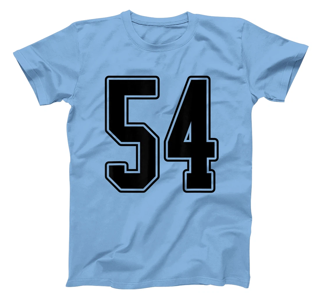 Womens #54 Black Outline Number 54 Sports Fan Jersey Style Easy T-Shirt, Kid T-Shirt and Women T-Shirt