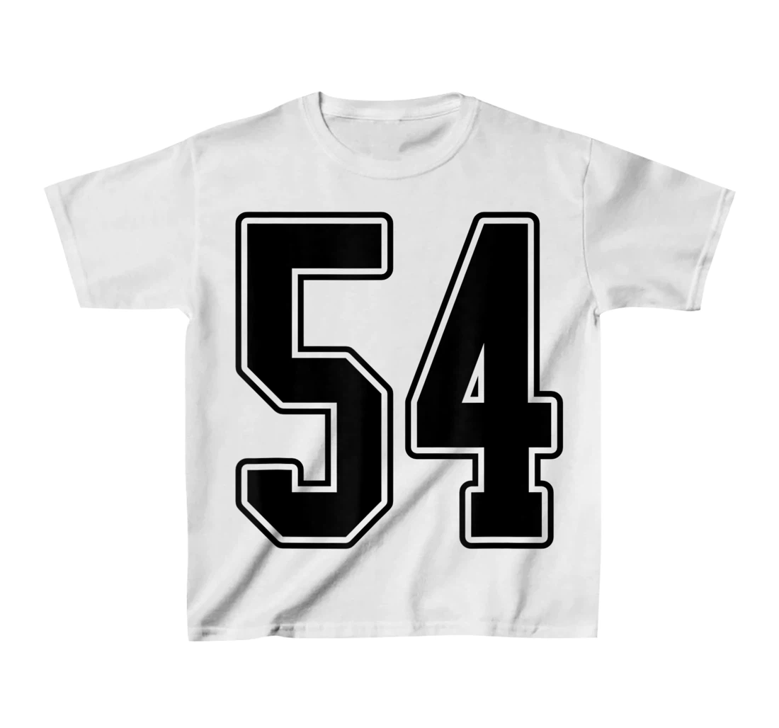 Womens #54 Black Outline Number 54 Sports Fan Jersey Style Easy T-Shirt, Kid T-Shirt and Women T-Shirt