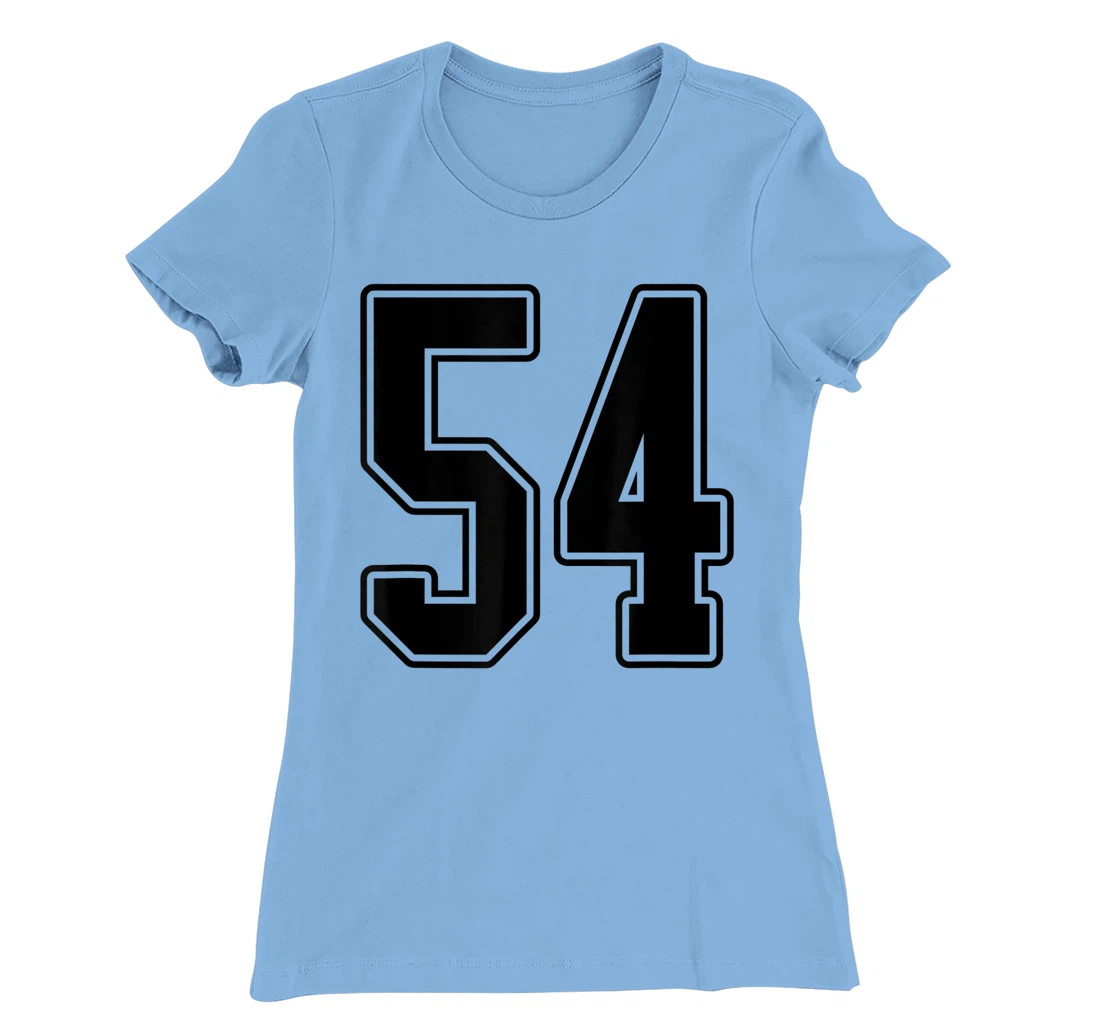 Womens #54 Black Outline Number 54 Sports Fan Jersey Style Easy T-Shirt, Kid T-Shirt and Women T-Shirt