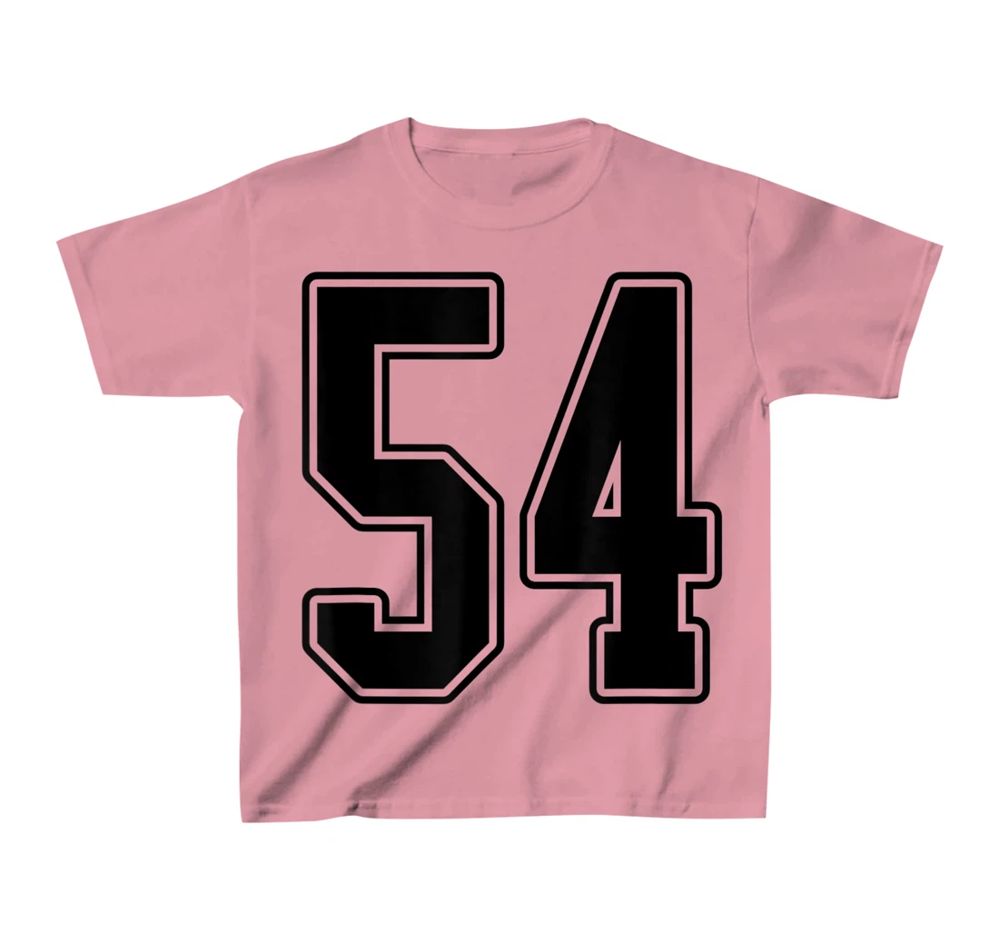 Womens #54 Black Outline Number 54 Sports Fan Jersey Style Easy T-Shirt, Kid T-Shirt and Women T-Shirt